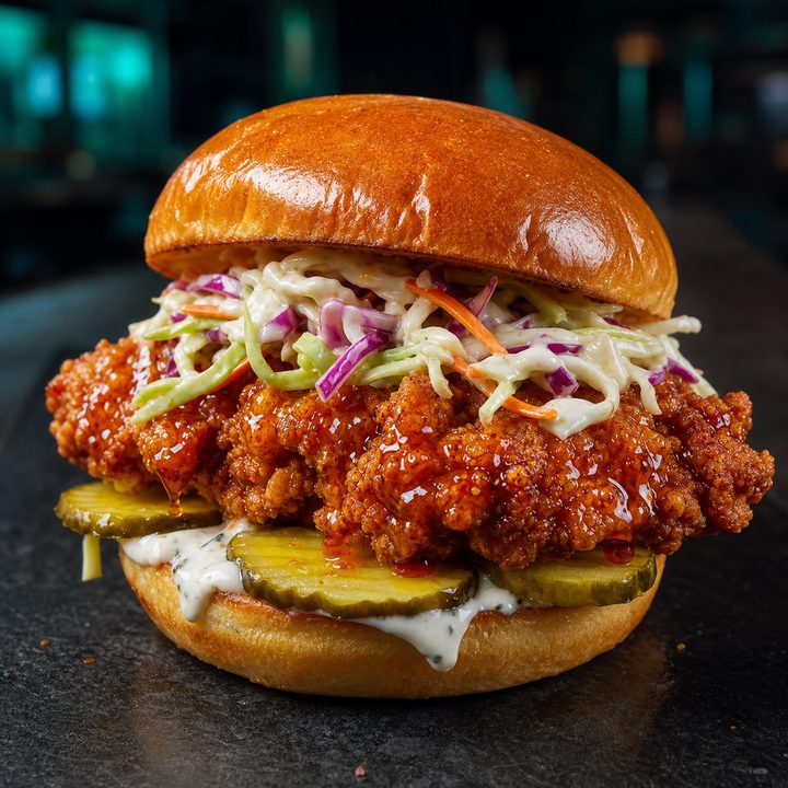 Hot honey fried chicken sandwich